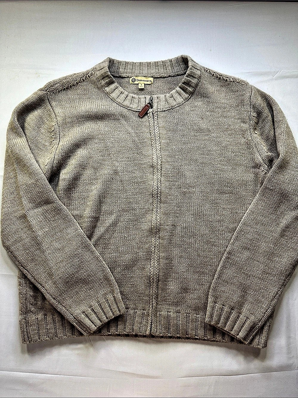 Democracy Knit Zip Cardigan in Brown Size Small